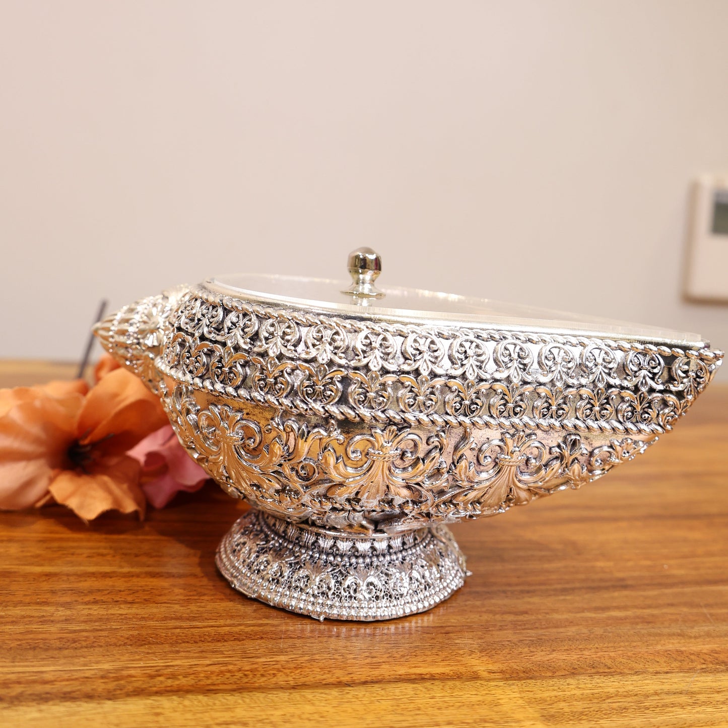 Silver Shankh Bowl with Lid