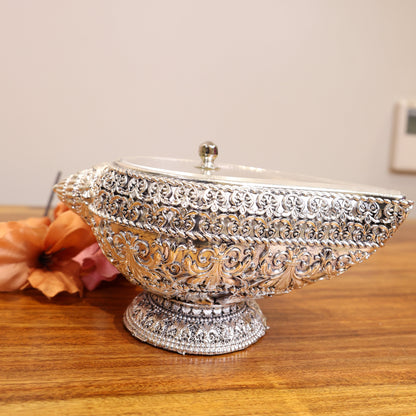 Silver Shankh Bowl with Lid