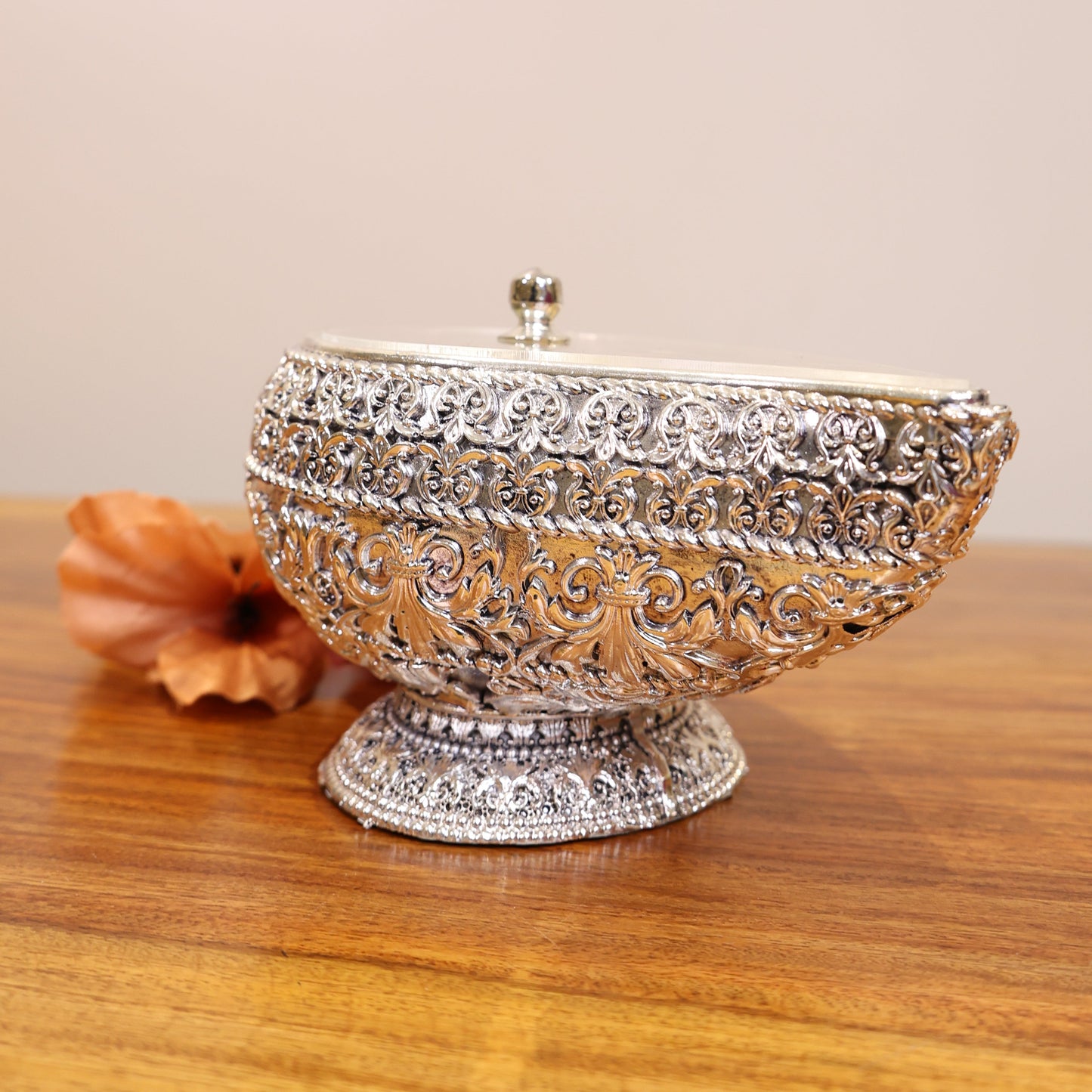Silver Shankh Bowl with Lid