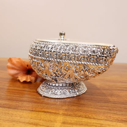 Silver Shankh Bowl with Lid