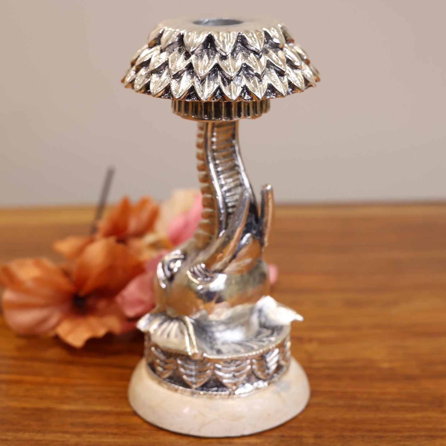 Silver Elephant Candle Stand