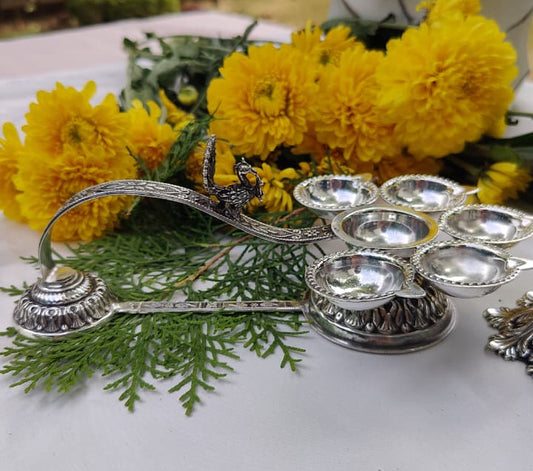 Silver Panchaarti Diya