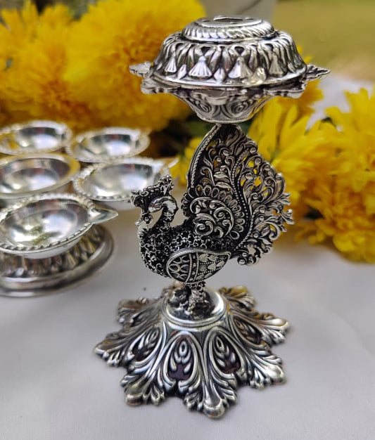 Silver Peacock Agarbatti Stand