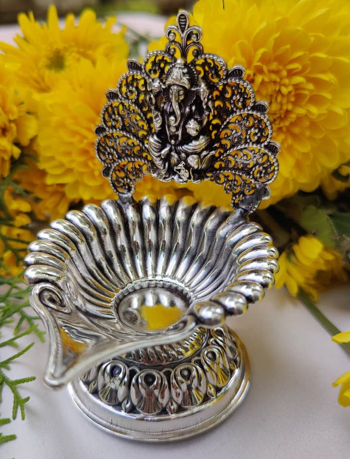 Silver Ganesh Diya
