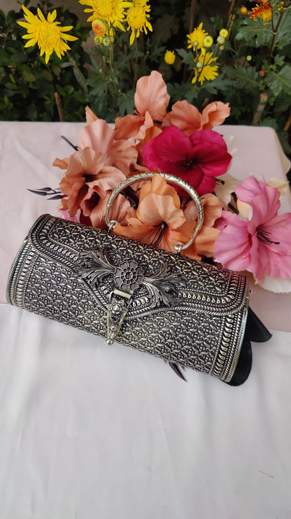 Pure Silver Flower Design Purse