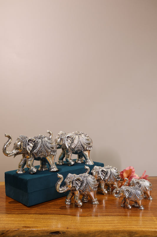 Silver Elephant Pair