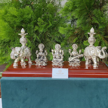 Silver Laxmi Saraswati Ganesh Elephant