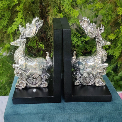 Silver Deer Book Ends Pair