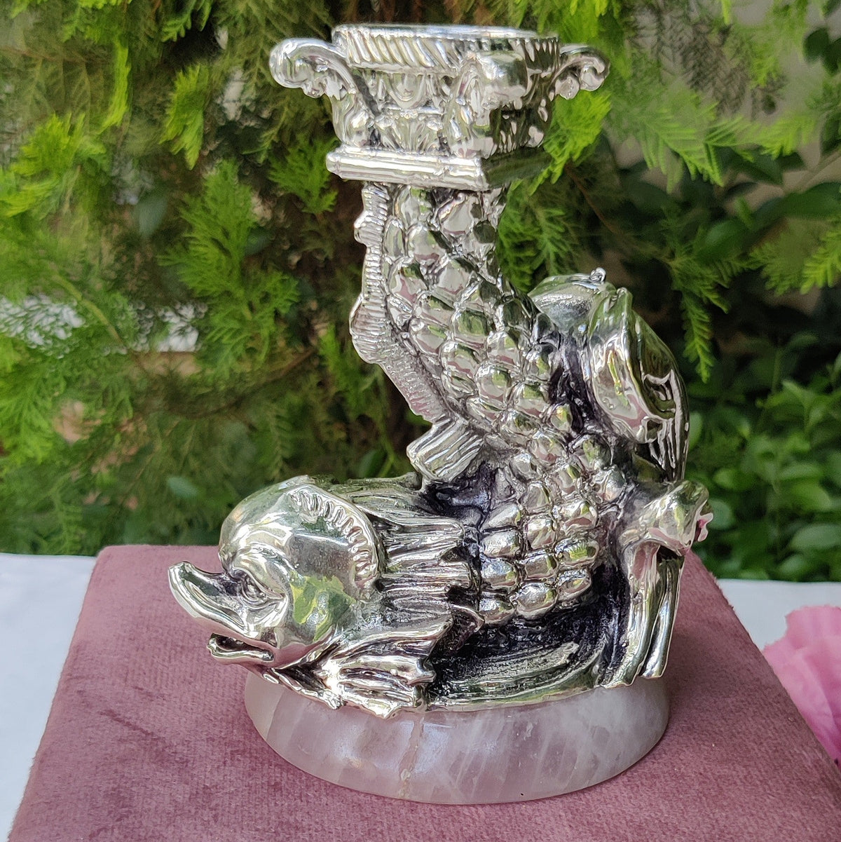 Silver Fish Candle Stand