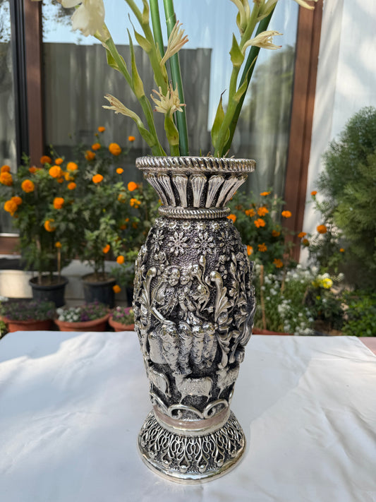 Silver Krishna Flower Vase