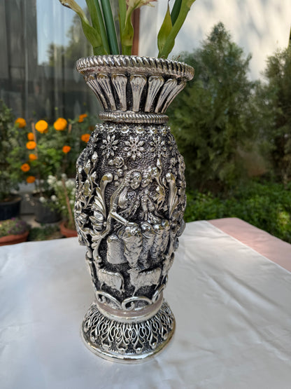 Silver Krishna Flower Vase