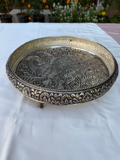 Silver Peacock Design Urli