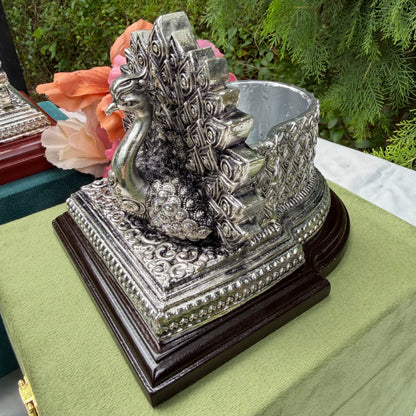 Silver Peacock Spoon Holder on resin wax