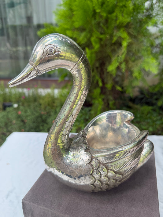Silver Tissue Holder Swan