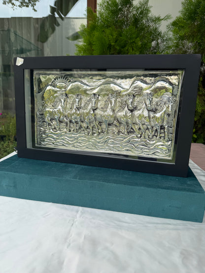 Silver LED 7 Horse Frame