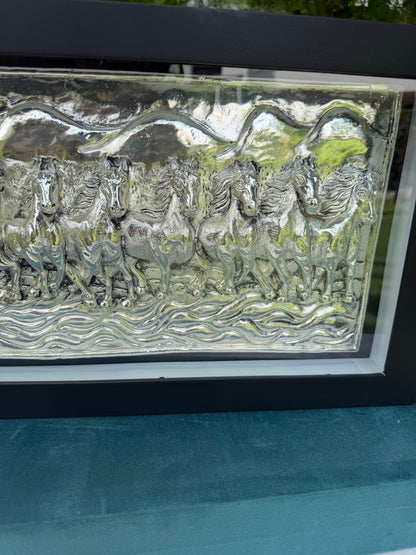 Silver LED 7 Horse Frame