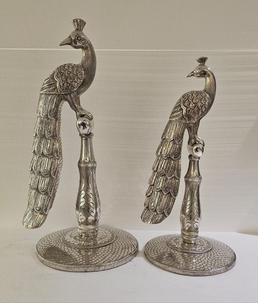 Silver Peacock Pair