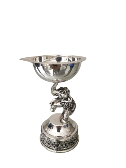 Long Silver Diya