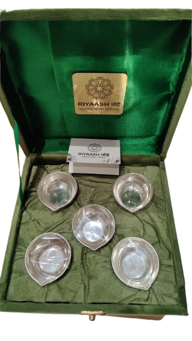 Silver Diyas Set (5 diyas)