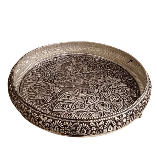 Silver Peacock Design Urli
