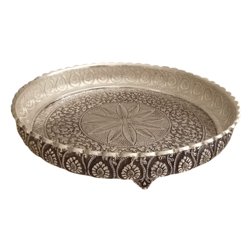 Silver Flower Design Urli