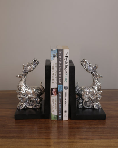 Silver Deer Book Ends Pair