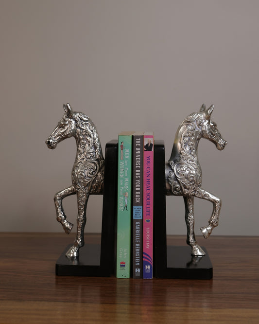 Silver Horse Book Ends Pair