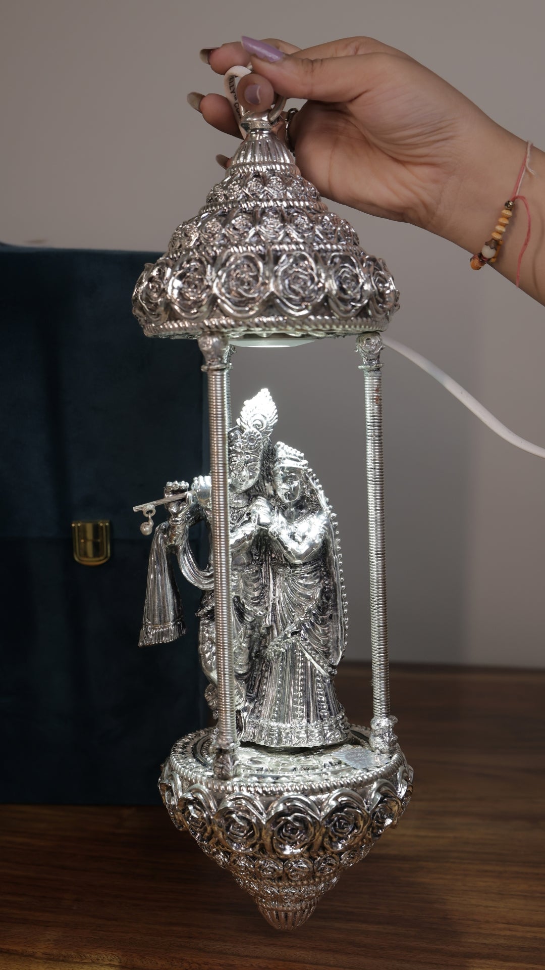 Silver Radha Krishna Lamp