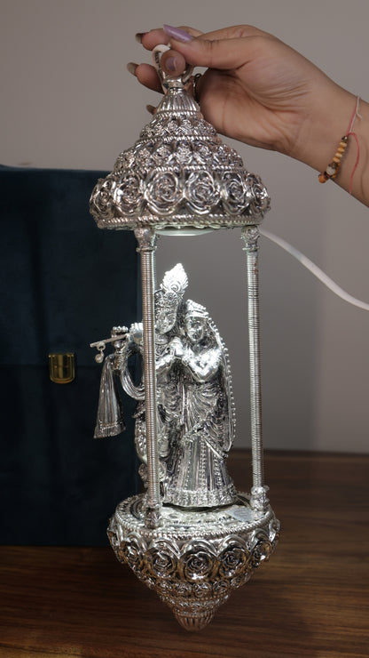 Silver Radha Krishna Lamp