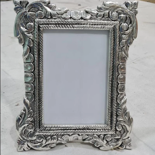 Intricate Carved Silver Photo Frame