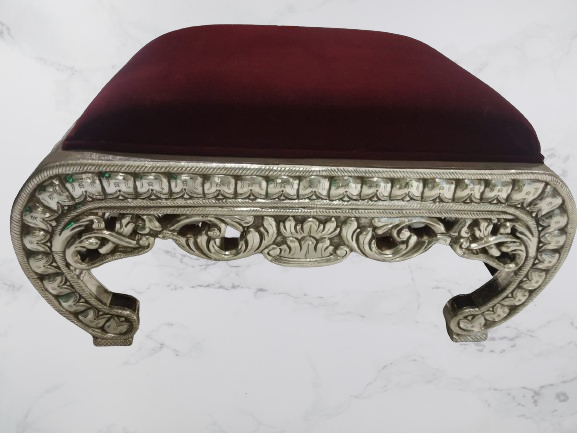 Buy Silver Chowki with Maroon Cushion