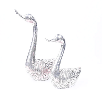 Silver Pair of Swan with MOP