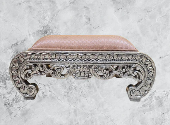 Silver Peach Cushioned Chowki