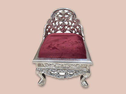 Silver Red Cushioned Chair