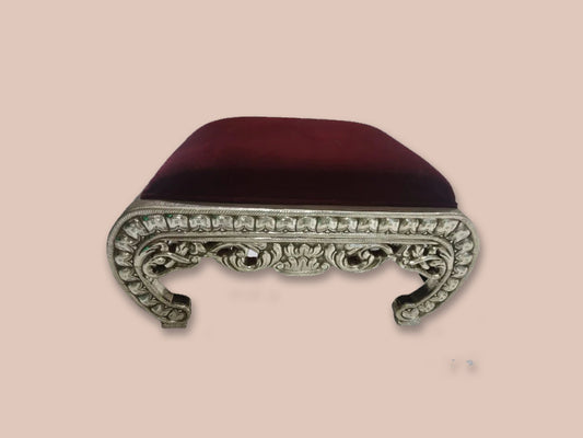 Product of Silver Maroon Cushioned Chowki
