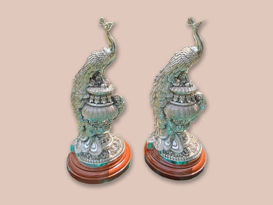Image of Silver Peacock Pair (Big)