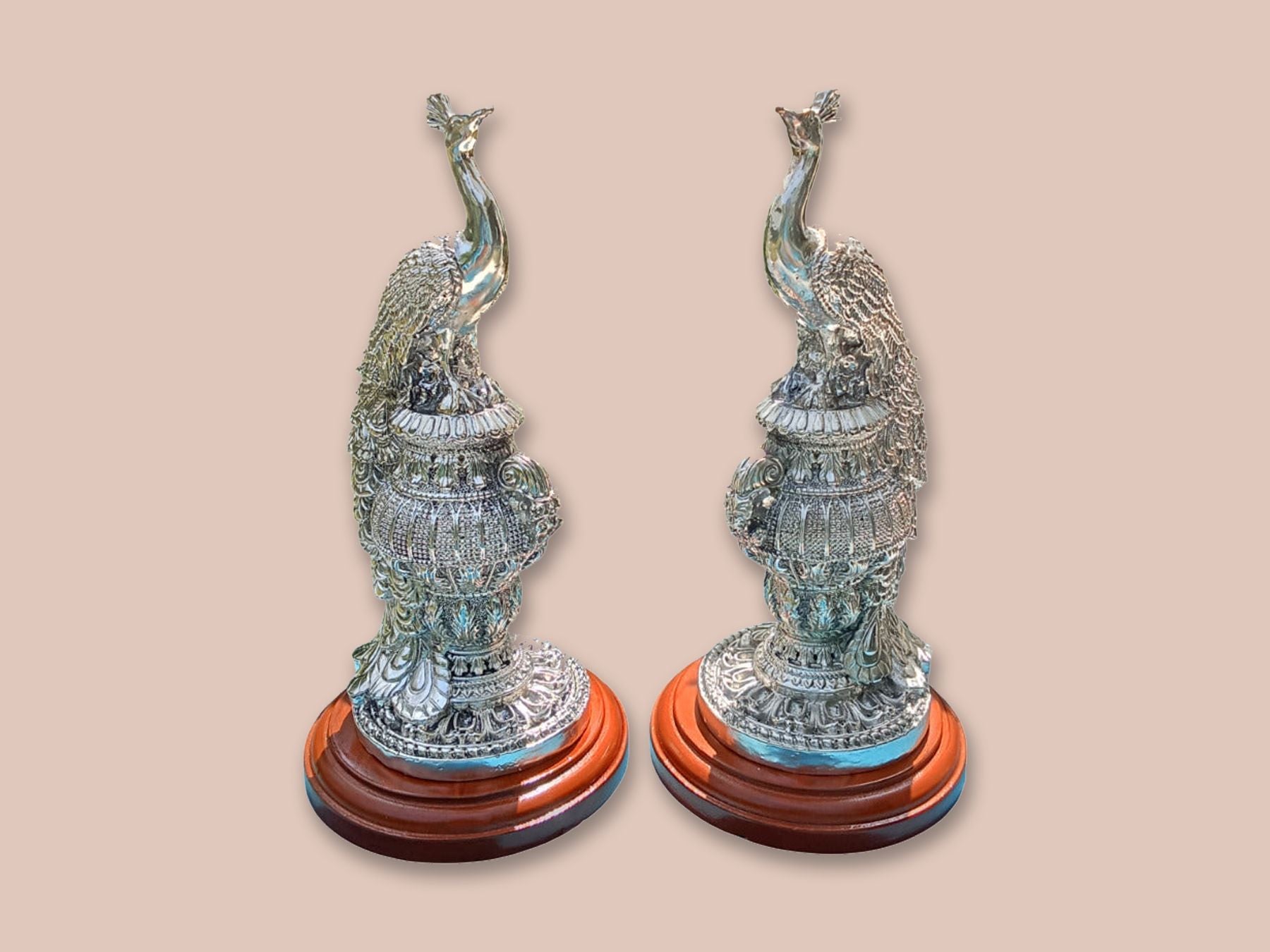 Image of Silver Peacock Pair (Small)