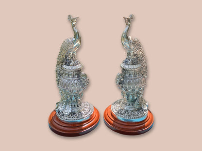 Image of Silver Peacock Pair (Small)