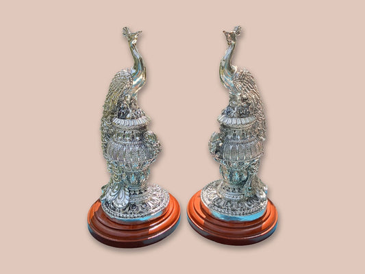 Image of Silver Peacock Pair (Small)