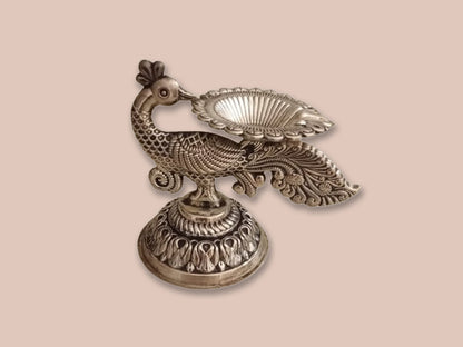 Image of Silver Peacock Diya