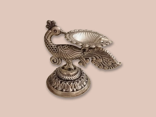 Image of Silver Peacock Diya
