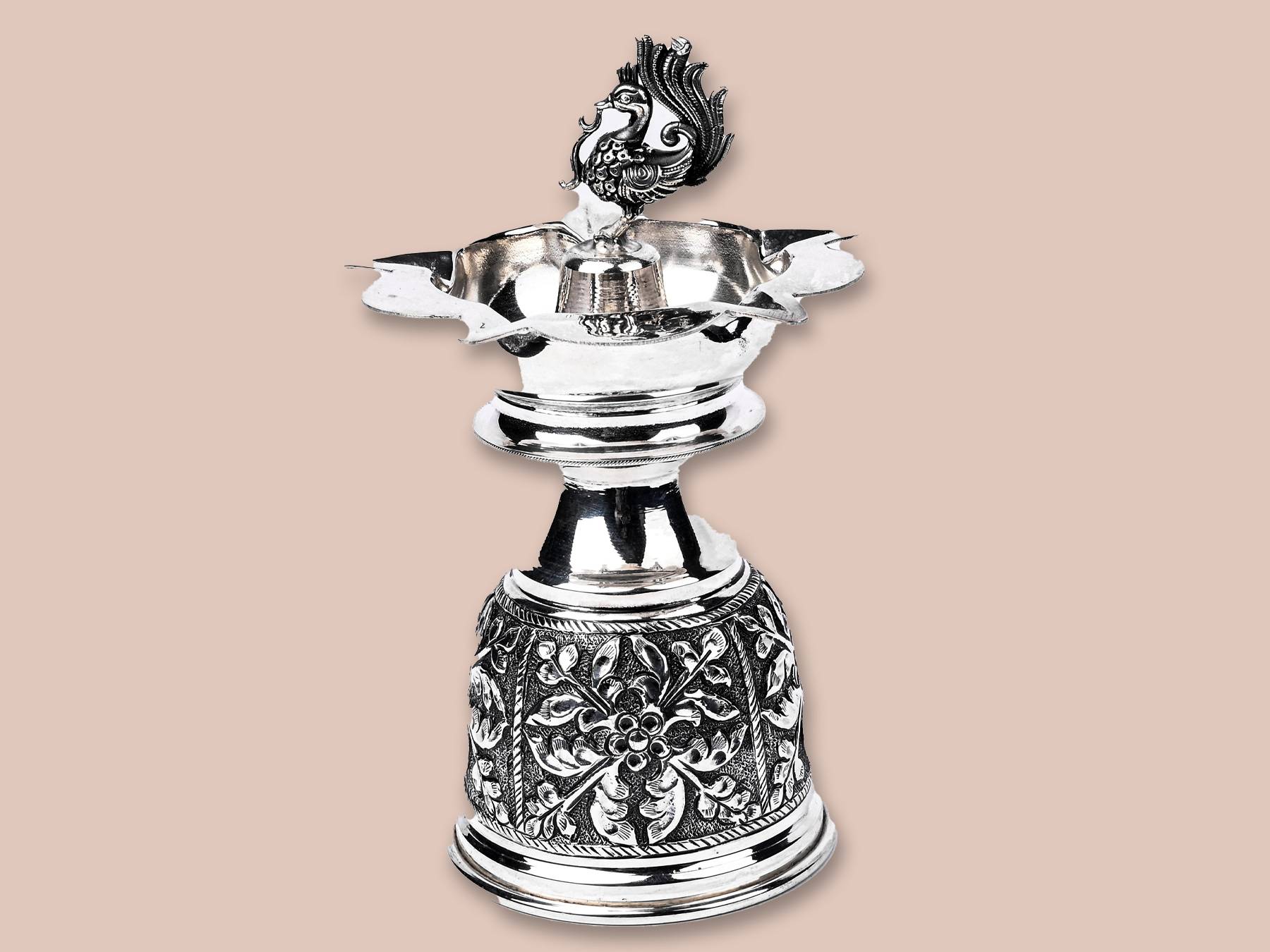 Image of Silver Peacock Diya
