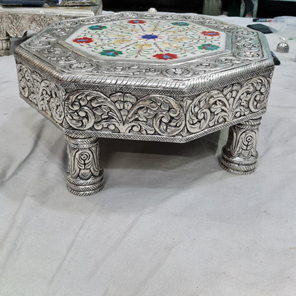 Round Jaipuri Silver Chowki Online 