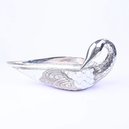 Silver Swan Round Neck with White MOP