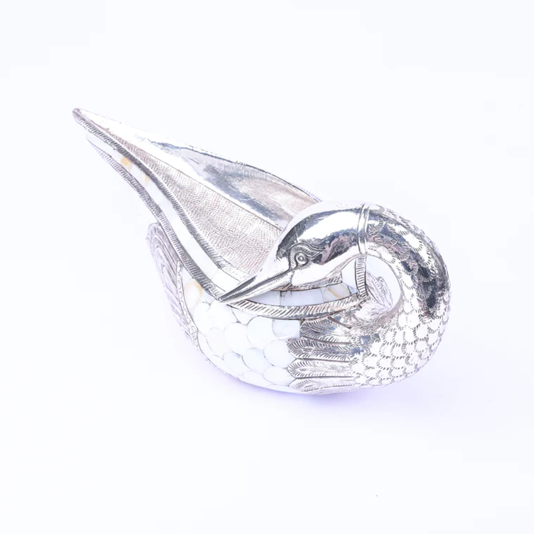 Silver Swan Round Neck with White MOP