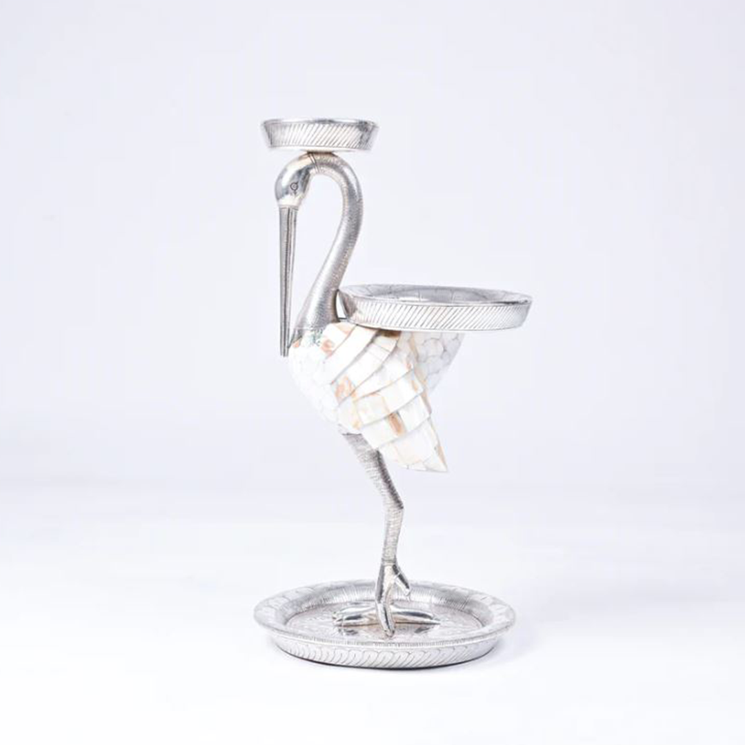 Standing Silver Swan MOP Platter