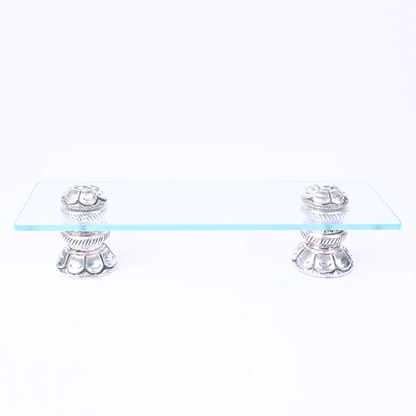 Two legged Glass Silver Tray