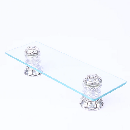 Buy Two legged Glass Silver Tray