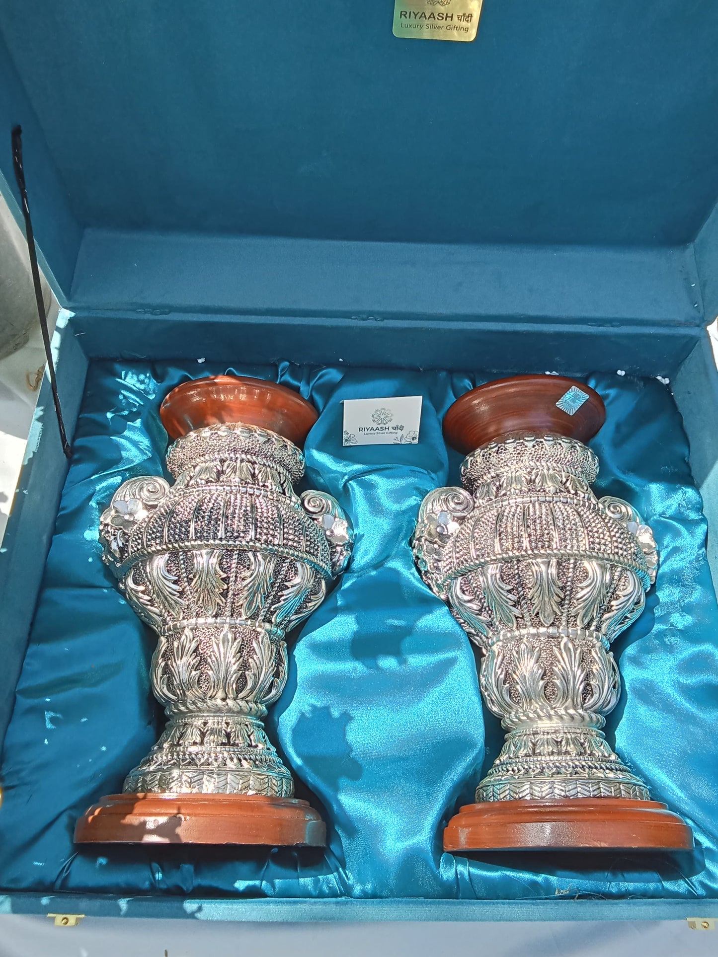 Silver Flower Vase Pair