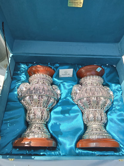 Silver Flower Vase Pair